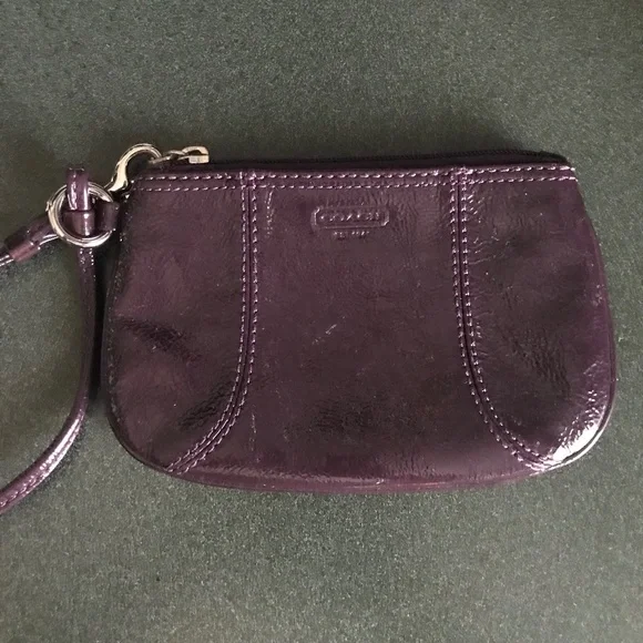Coach | Bags | Coach Purple Leather Wristlet Mini Pouch | Poshmark